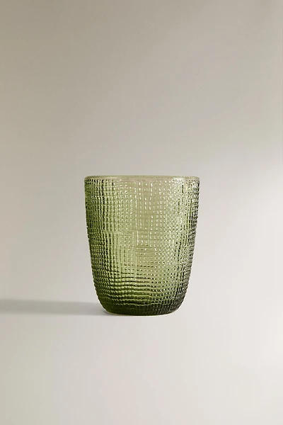 RAISED DESIGN GLASS TUMBLER