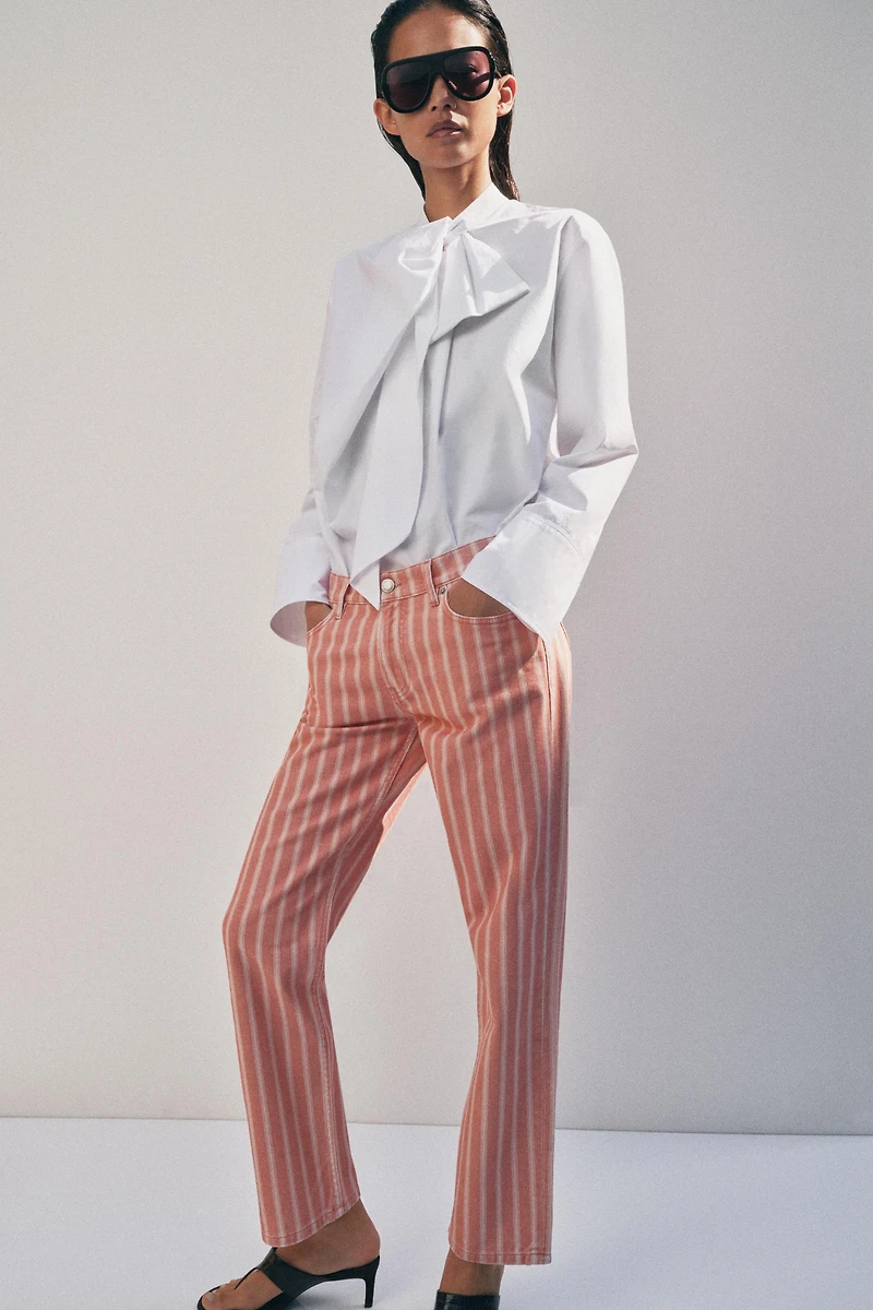 ZW COLLECTION MID-RISE STRIPED SLIM JEANS