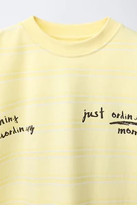 STRIPED TEXT PRINT T-SHIRT