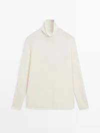 Wool high neck knit sweater