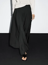 Denim midi skirt with plank detail