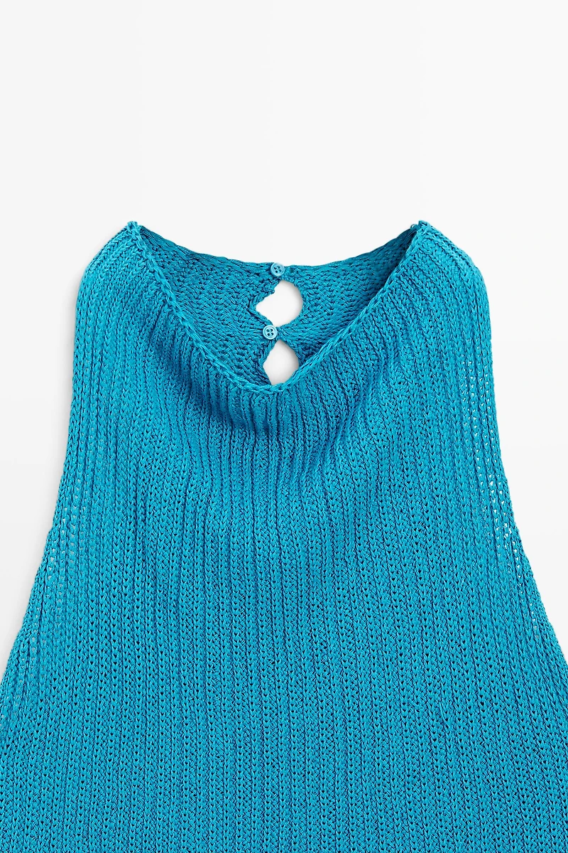 Linen knit top with button details