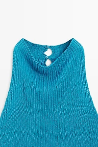 Linen knit top with button details
