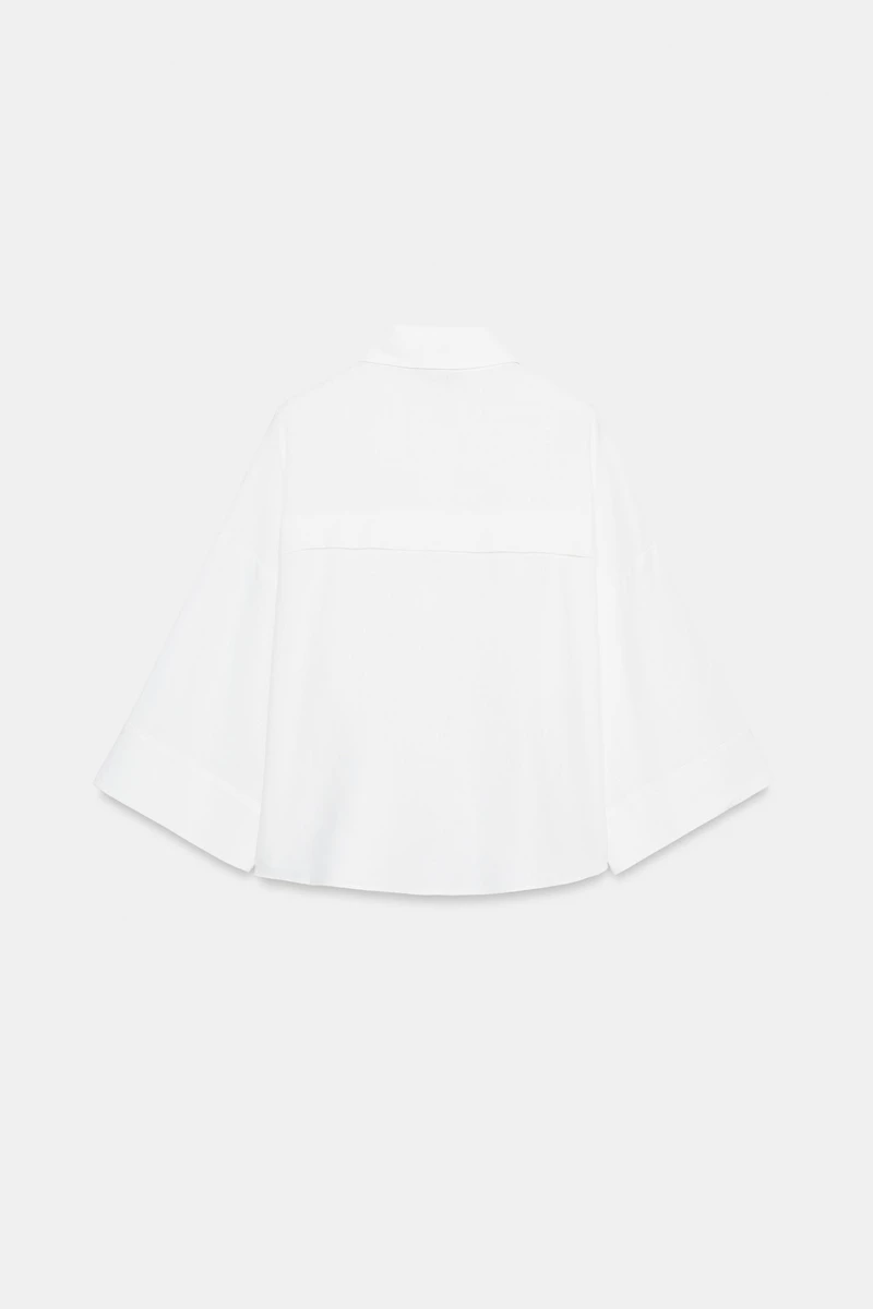 LINEN BLEND SHIRT WITH WIDE SLEEVES