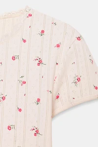 POINTELLE FLORAL T-SHIRT