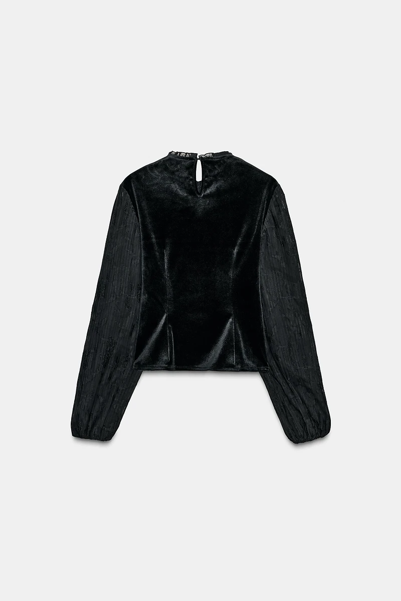 EMBROIDERED VELVET TOP