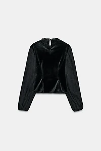 EMBROIDERED VELVET TOP