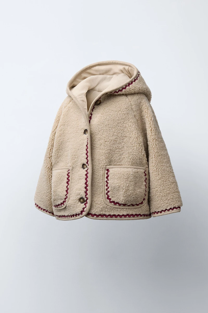 WAVY TRIM FLEECE JACKET WITH POLAR LINING