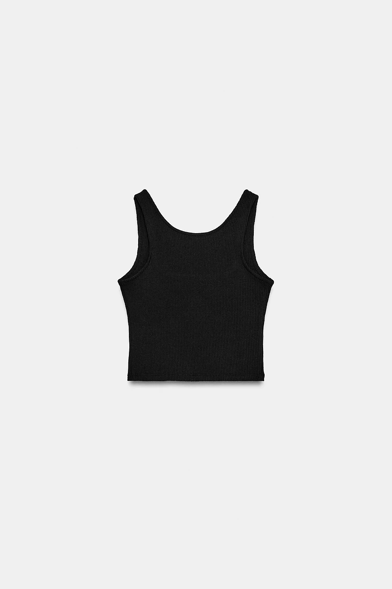 RIBBED STRAPPY CROP TOP