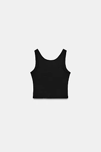 RIBBED STRAPPY CROP TOP