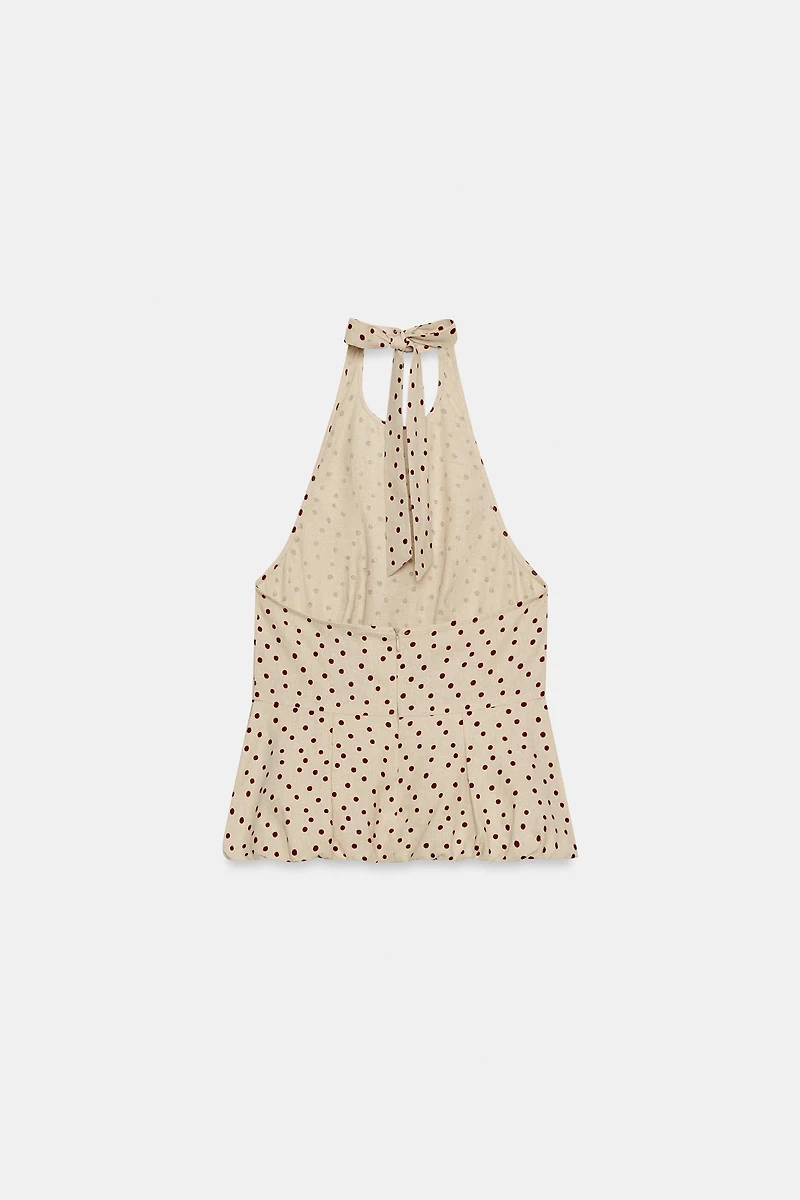 POLKA DOT BALLOON TOP WITH LINEN