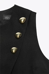 GOLD BUTTON WRAP TOP