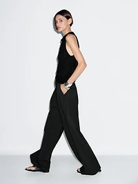 Darted wide-leg trousers