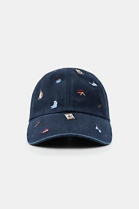 CASQUETTE EN SERGÉ BRODÉE