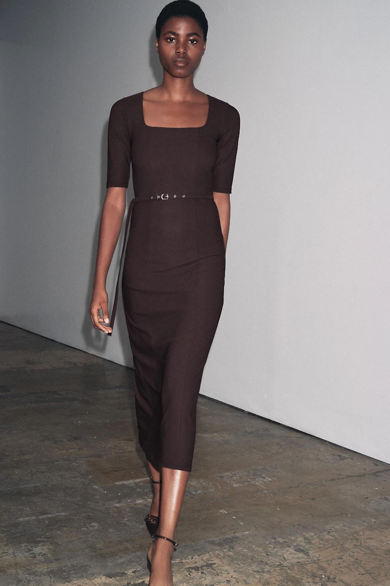 BELTED LONG DRESS