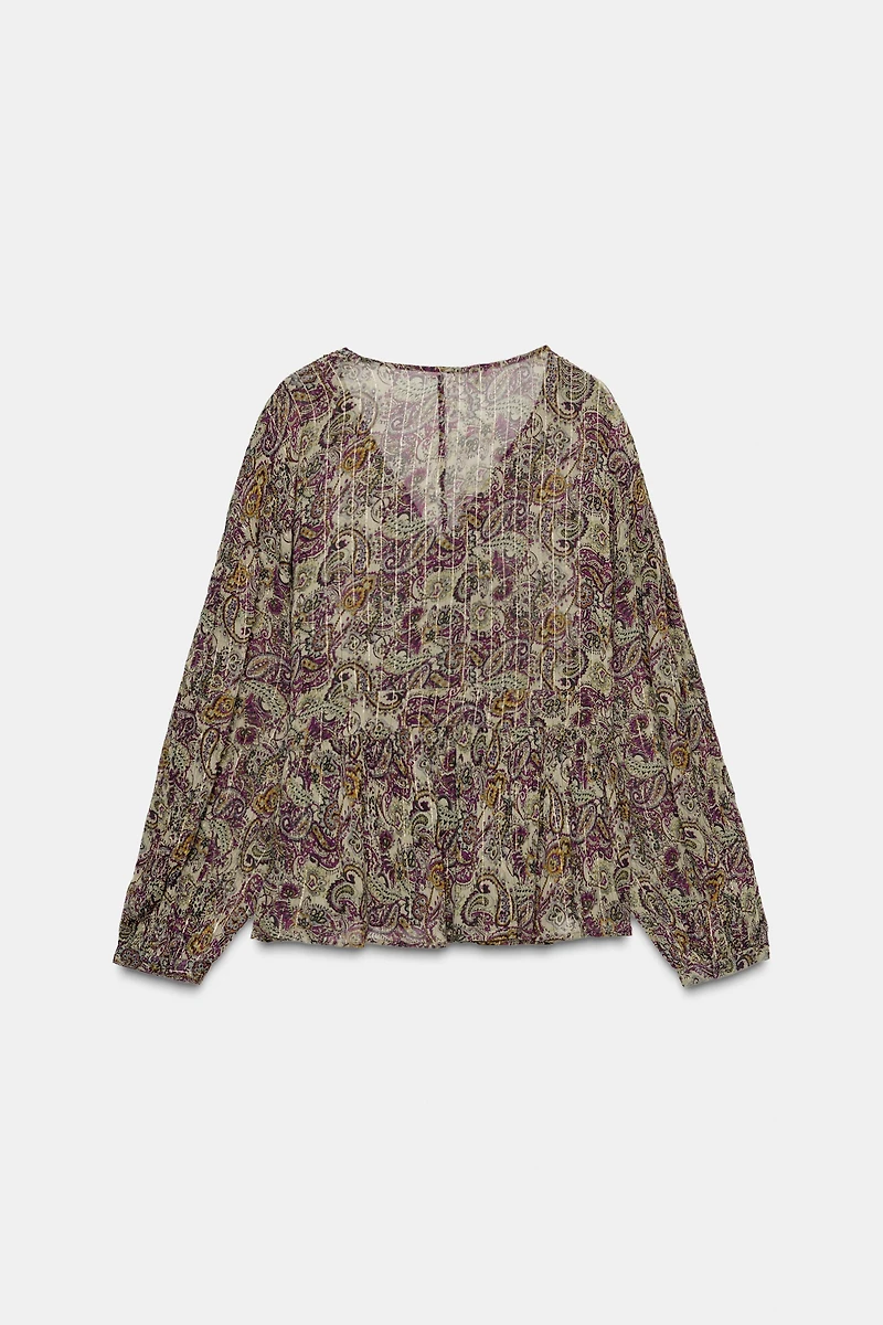 METALLIC THREAD PRINT BLOUSE