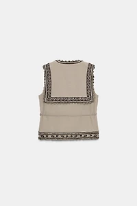EMBROIDERED BELTED VEST ZW COLLECTION