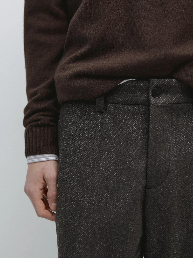 Twill wool blend trousers