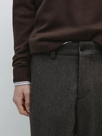 Twill wool blend trousers