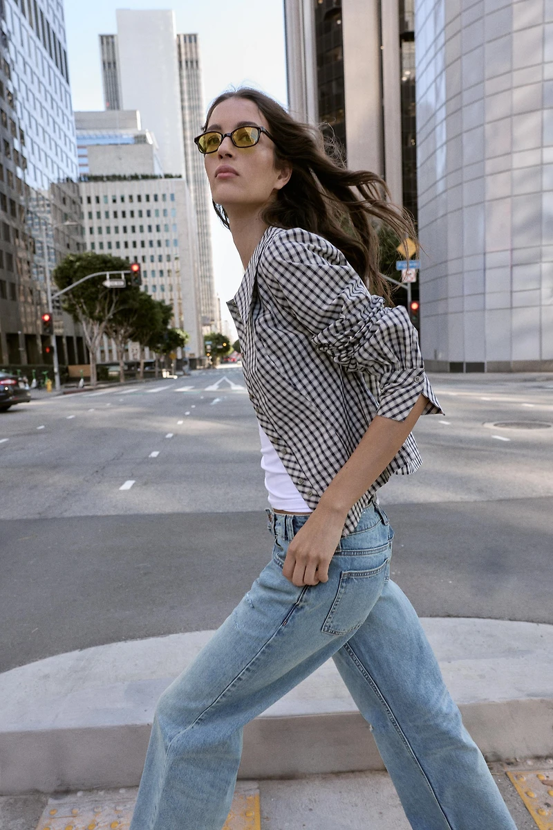 PLAID PETER PAN COLLAR SHIRT