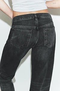 TRF STRAIGHT RIPPED MID-RISE JEANS