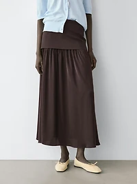 Jupe midi fluide combinée
