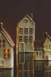 LIGHT-UP PORCELAIN HOUSE CHRISTMAS ORNAMENT