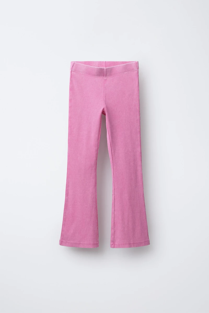 HEAVY WEIGHT T-SHIRT AND WASHED EFFECT RIB FLARE LEGGINGS SET