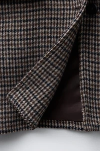 MANTEAU LONG À CARREAUX AVEC LAINE