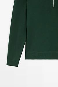 Mock neck zip knit sweater