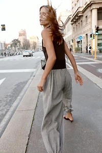 BELTED GINGHAM COMBINATION JUMPSUIT