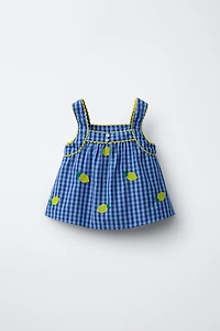 CASA LAWA X ZARA KIDS EMBROIDERED LEMON GINGHAM TOP