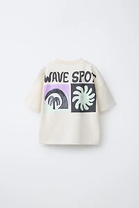 PALM TREE AND SUN PRINT T-SHIRT