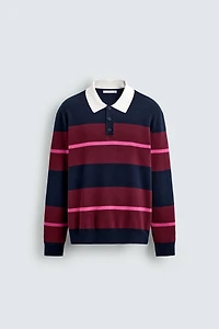 STRIPED KNIT POLO SHIRT