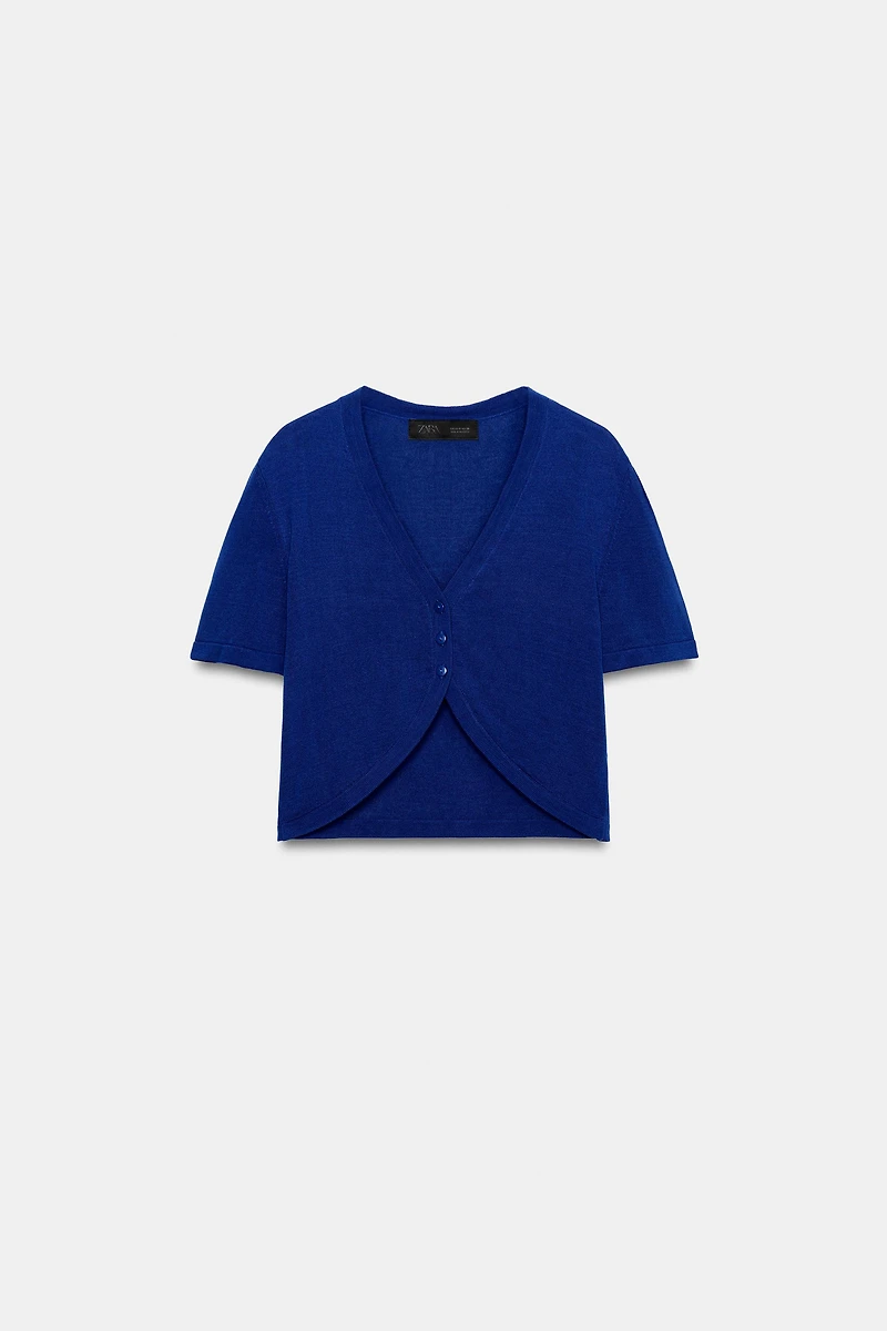 GILET COURT EN MAILLE COL V