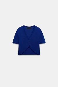 GILET COURT EN MAILLE COL V