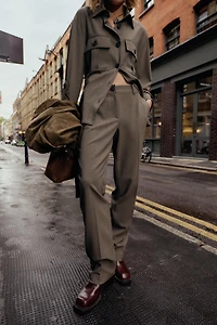 TOPSTITCHED STRAIGHT LEG PANTS