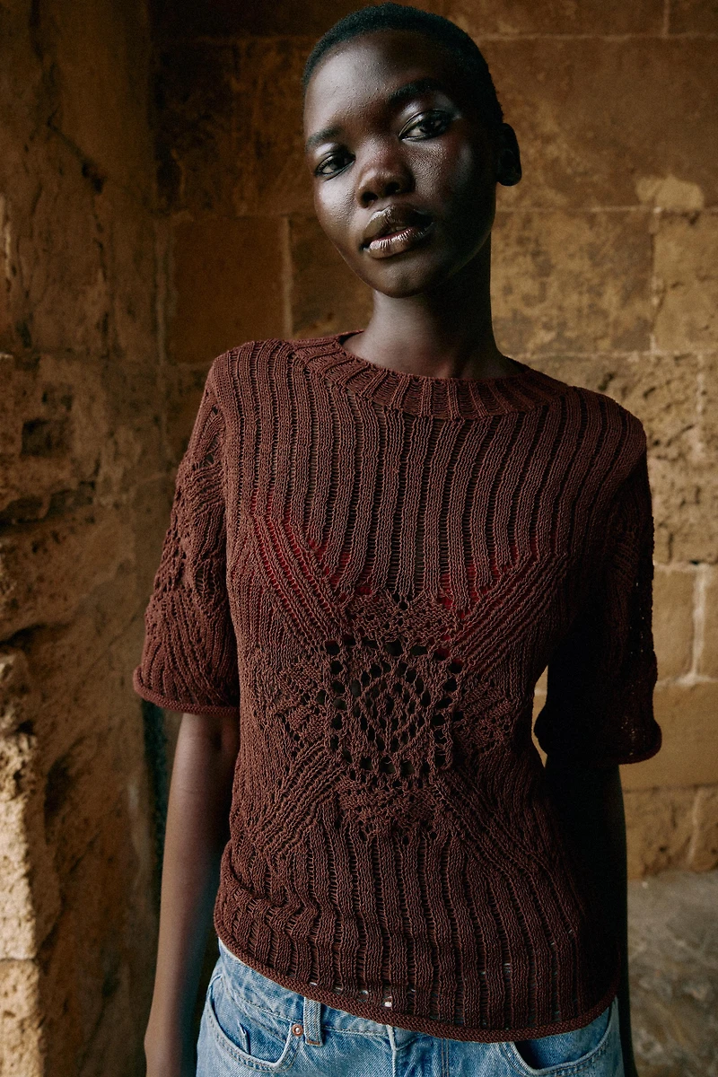 SHORT SLEEVE KNIT JUMPER