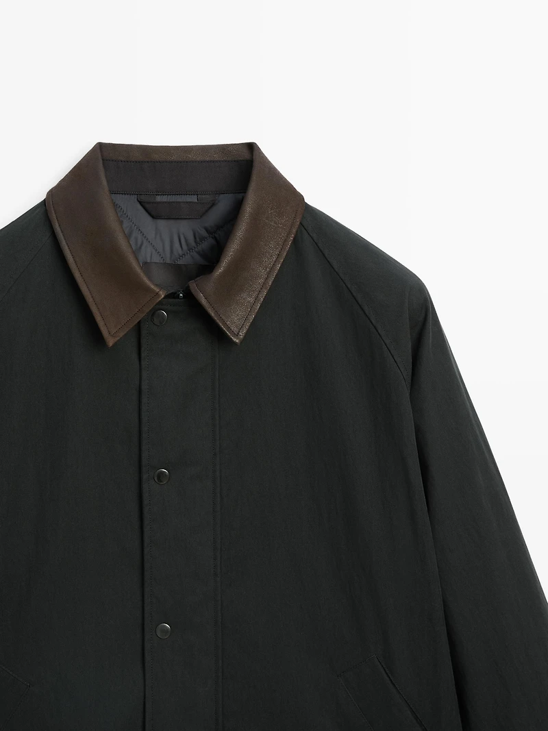 Veste avec col en cuir
