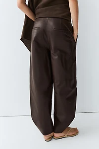 Leather barrel fit pants