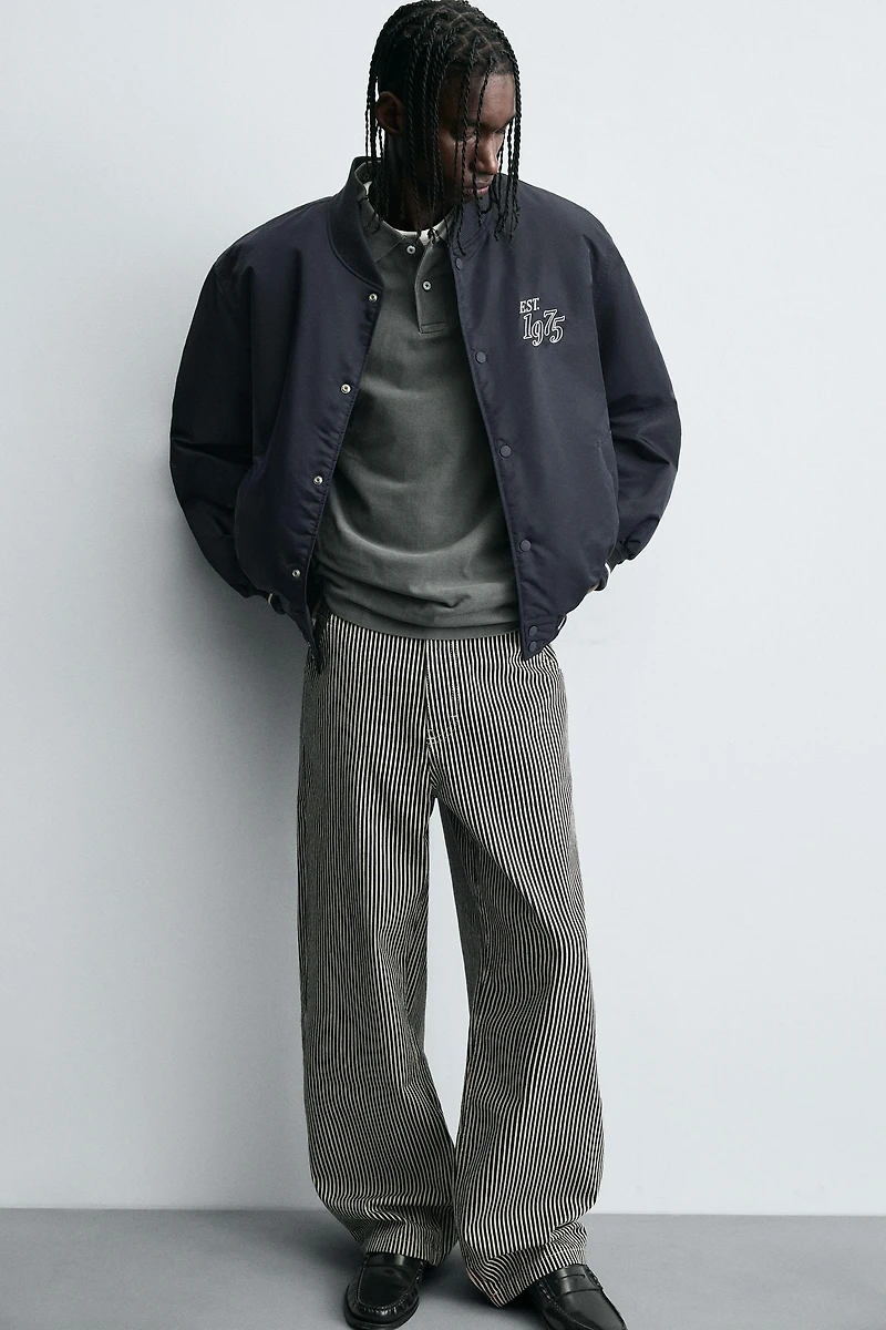 CONTRAST EMBROIDERY BOMBER JACKET