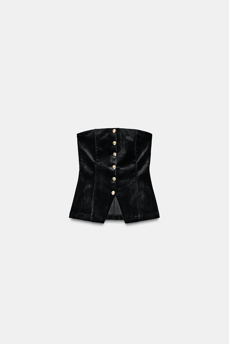 VELVET STRAPLESS TOP