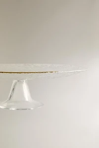 RAISED GLASS SERVING DISH WITH GOLD RIM