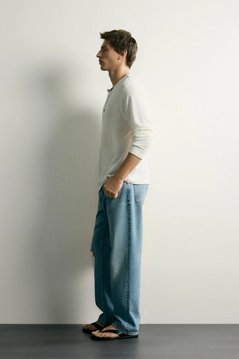 HEMP-VISCOSE HENLEY SHIRT