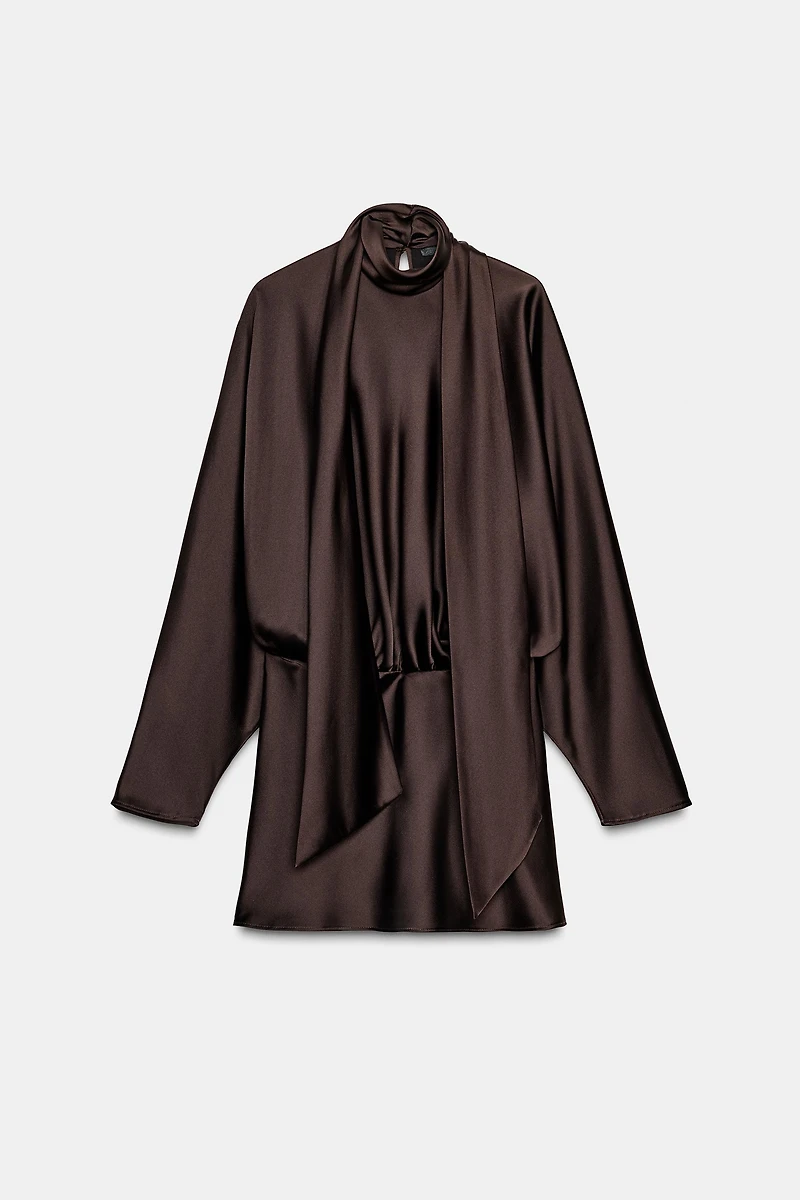 SATIN EFFECT SCARF DRESS