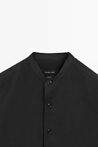 100% linen stand collar shirt