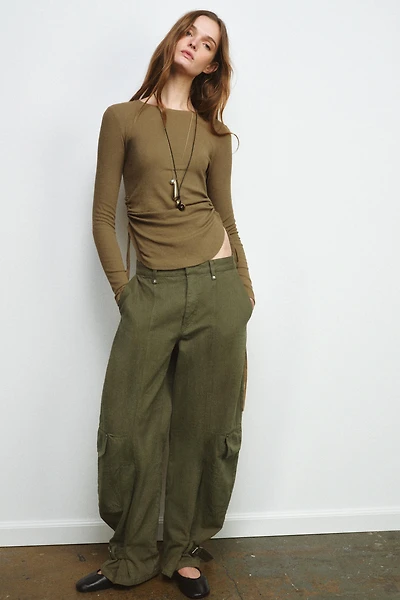 RUSTIC T-SHIRT WITH DRAWSTRINGS