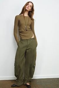 RUSTIC T-SHIRT WITH DRAWSTRINGS