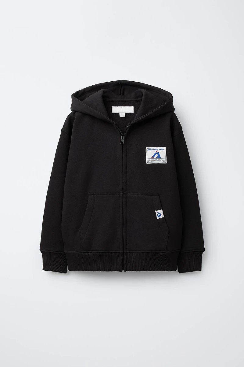 ZIPPERED LABEL JOGGING JACKET