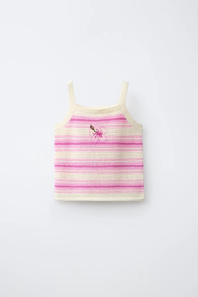 TOP EN MAILLE RAYURES HIBISCUS